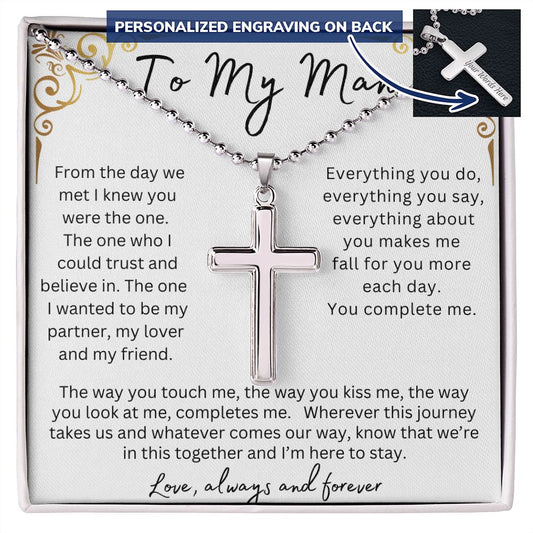 TO MY MAN PERSONALIZED CROSS NECKLACE, HUSBAND GIFT, BOYFRIEND GIFT
