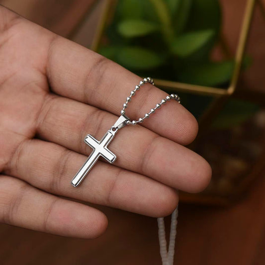 DAD, YOU'RE THE BEST STAINLESS STEEL CROSS NECKLACE W/BALL CHAIN & MC