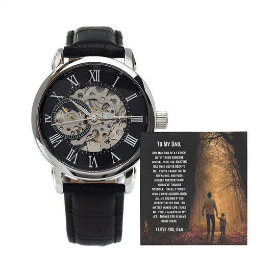 TO MY DAD, MEN'S OPENWORK WATCH, BIRTHDAY GIFT, FATHER'S DAY GIFT, CHRISTMAS GIFT