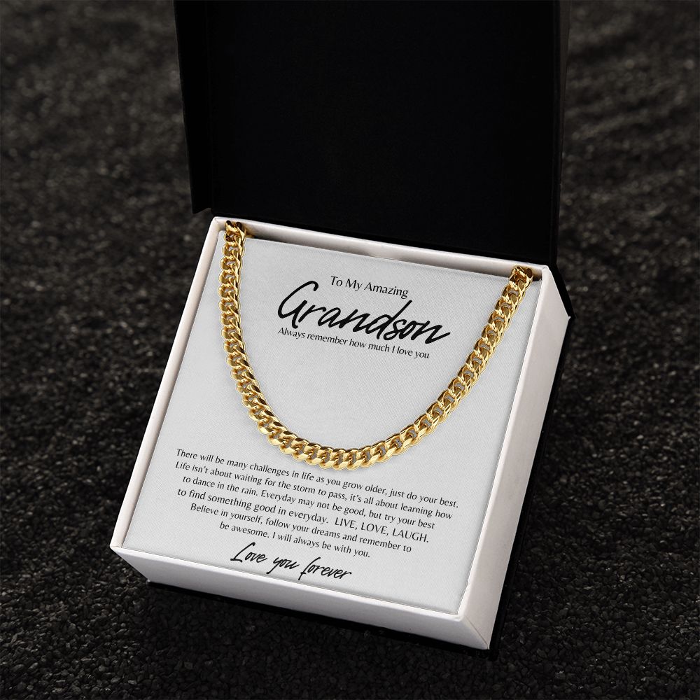 TO MY AMAZING GRANDSON CUBAN LINK NECKLACE, BIRTHDAY GIFT, GRADUATION GIFT, CHRISTMAS GIFT