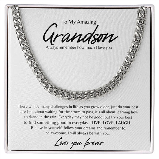 TO MY AMAZING GRANDSON CUBAN LINK NECKLACE, BIRTHDAY GIFT, GRADUATION GIFT, CHRISTMAS GIFT