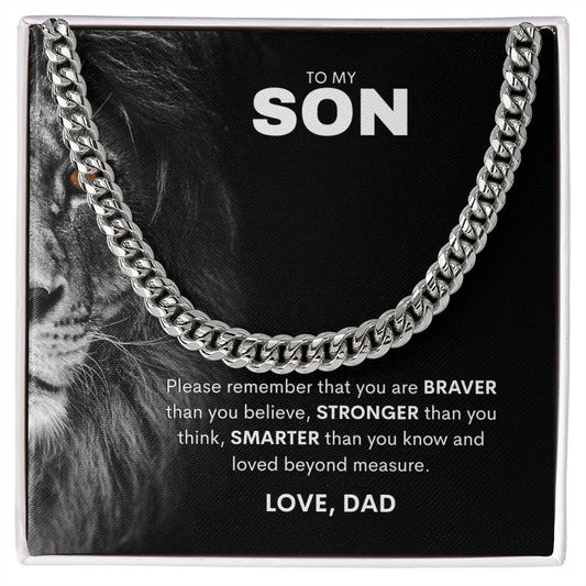 TO MY SON CUBAN LINK NECKLACE, SON BIRTHDAY GIFT, SON CHRISTMAS GIFT.
