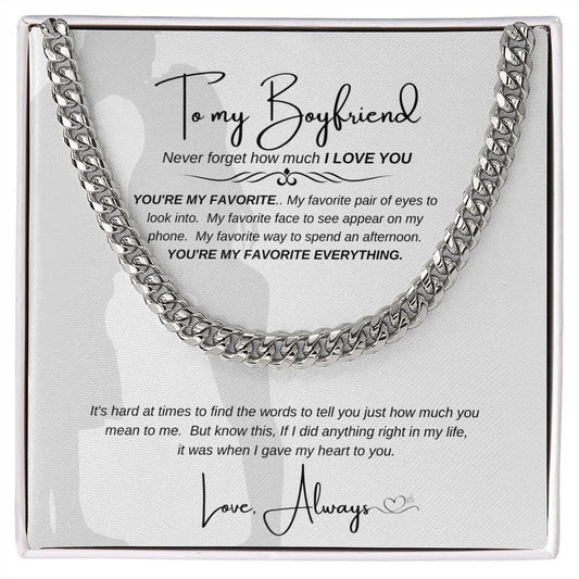 TO MY BOYFRIEND CUBAN LINK NECKLACE, BIRTHDAY GIFT, VALENTINE