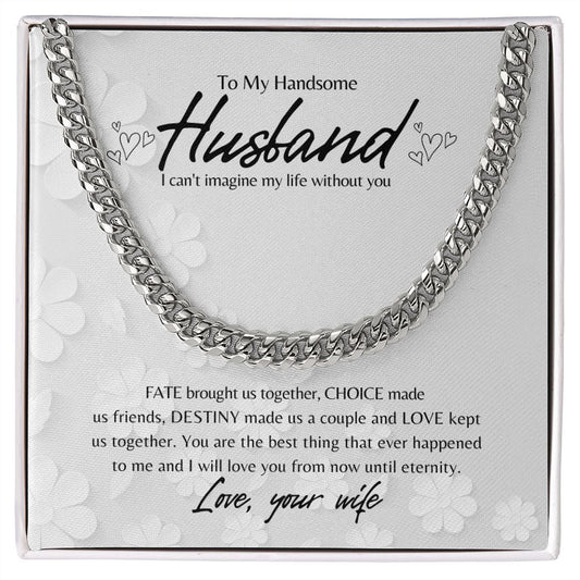 TO MY HUSBAND, CUBAN LINK NECKLACE, ROMANTIC VALENTINES DAY GIFT FOR HUSBAND, HUSBAND'S BIRTHDAY GIFT