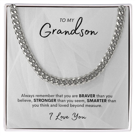 TO MY GRANDSON CUBAN LINK CHAIN, CHRISTMAS GIFT, GRADUATION GIFT, BIRTHDAY GIFT