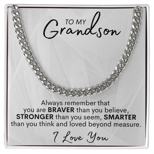 TO MY GRANDSON CUBAN LINK CHAIN, CHRISTMAS GIFT, GRADUATION GIFT, BIRTHDAY GIFT