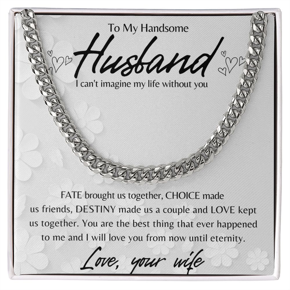 TO MY HUSBAND CUBAN LINK NECKLACE, ROMANTIC VALENTINES DAY GIFT FOR HUSBAND, HUSBAND'S BIRTHDAY GIFT