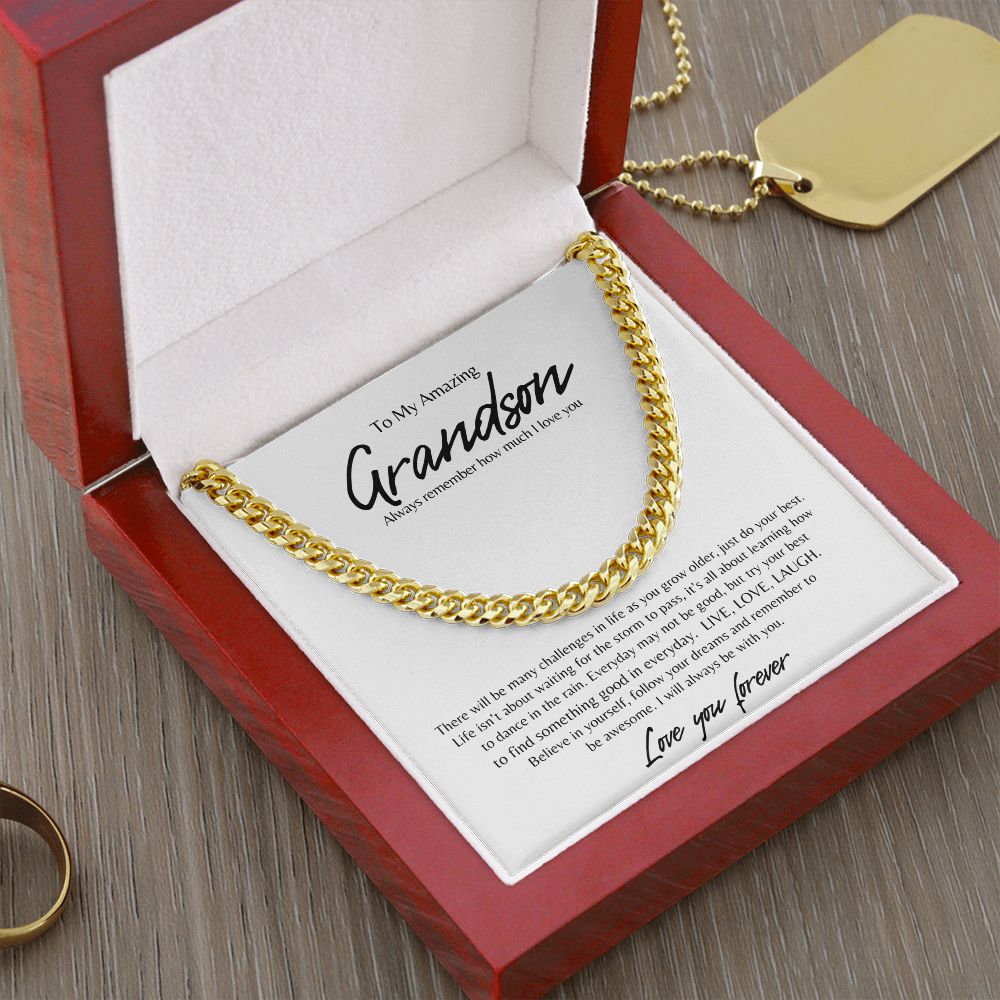 TO MY AMAZING GRANDSON CUBAN LINK NECKLACE, BIRTHDAY GIFT, GRADUATION GIFT, CHRISTMAS GIFT