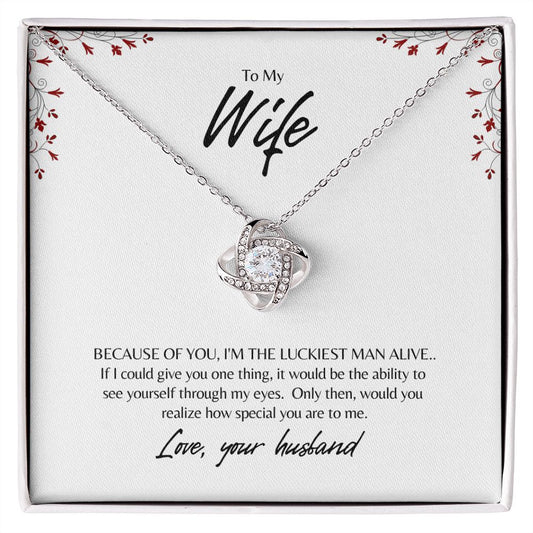 TO MY WIFE LOVE KNOT NECKLACE,  BIRTHDAY GIFT, VALENTINE'S GIFT, CHRISTMAS GIFT.
