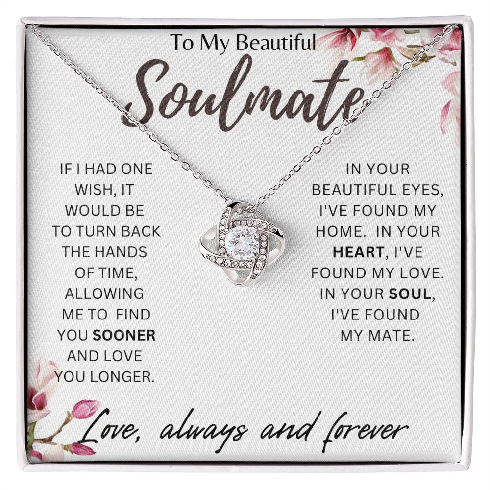 TO MY BEAUTIFUL SOULMATE LOVE KNOT NECKLACE, GIRLFRIEND GIFT, BIRTHDAY GIFT GIFT