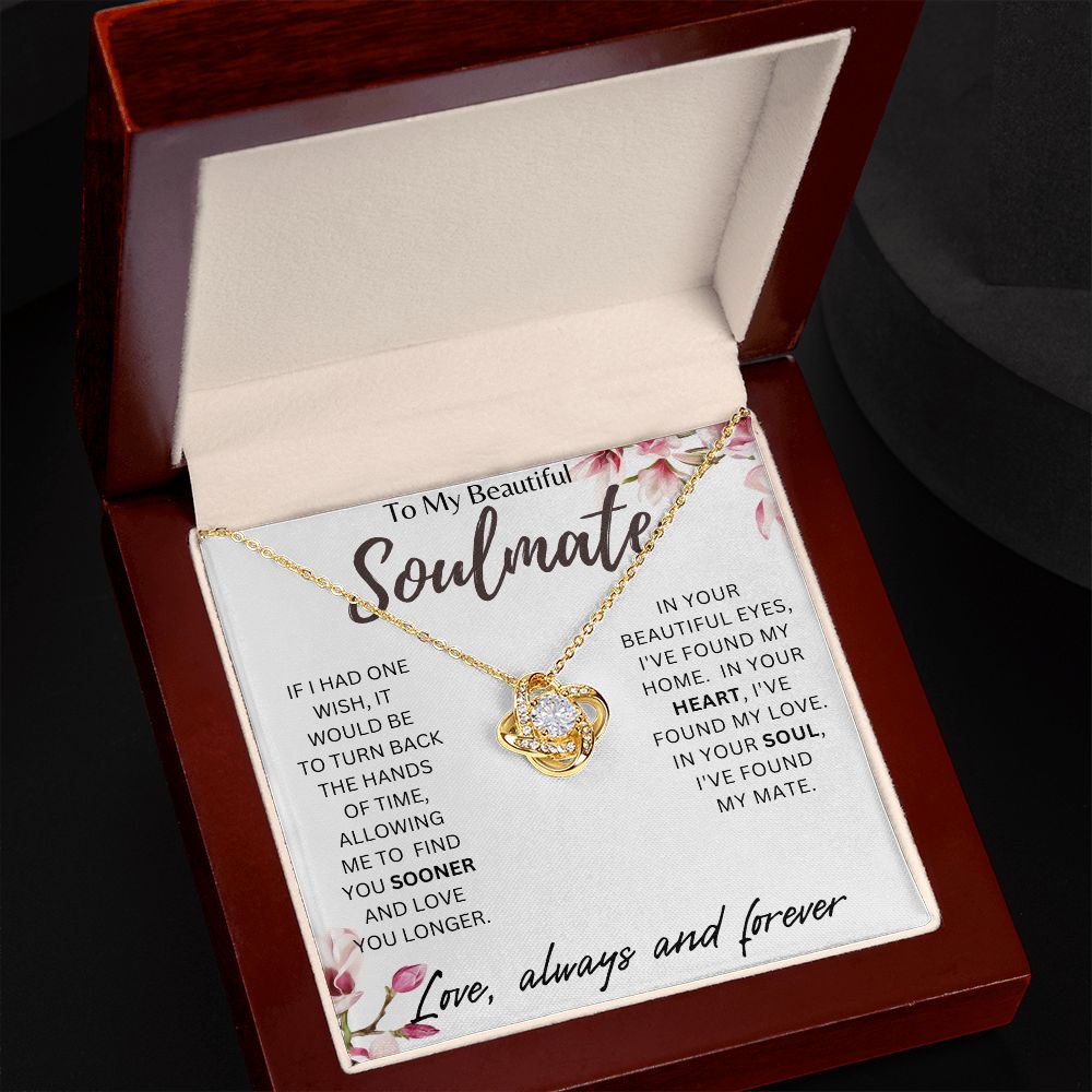 TO MY BEAUTIFUL SOULMATE LOVE KNOT NECKLACE, GIRLFRIEND GIFT, BIRTHDAY GIFT GIFT