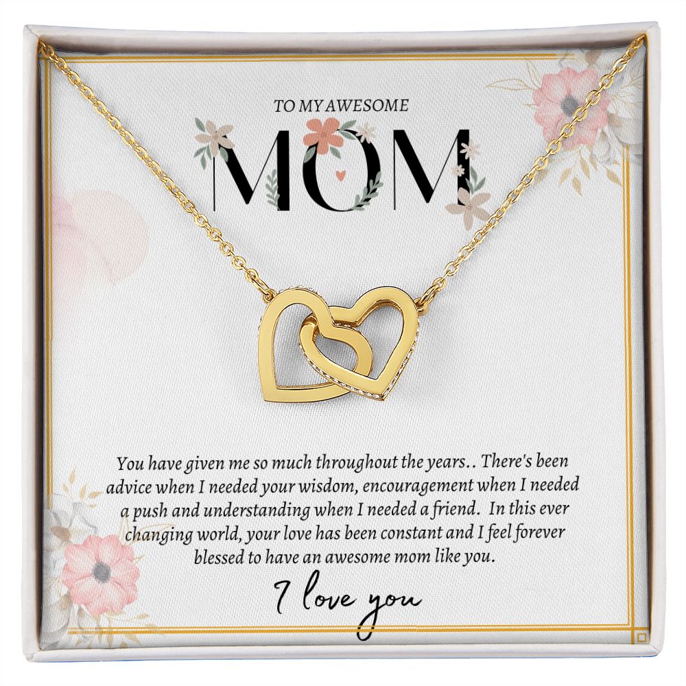 MOM INTERLOCKING HEART NECKLACE, MOM GIFT FROM DAUGHTER, MOM GIFT FROM SON, MOTHER'S DAY GIFT, VALENTINE'S DAY GIFT