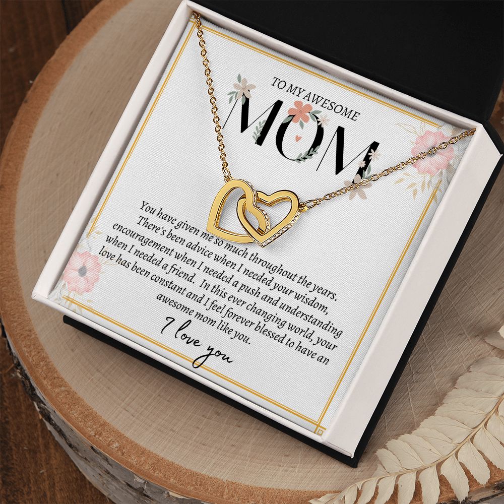 MOM INTERLOCKING HEART NECKLACE, MOM GIFT FROM DAUGHTER, MOM GIFT FROM SON, MOTHER'S DAY GIFT, VALENTINE'S DAY GIFT