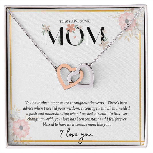 MOM INTERLOCKING HEARTS NECKLACE, MOM GIFT FROM DAUGHTER, MOM GIFT FROM SON, MOTHER'S DAY GIFT