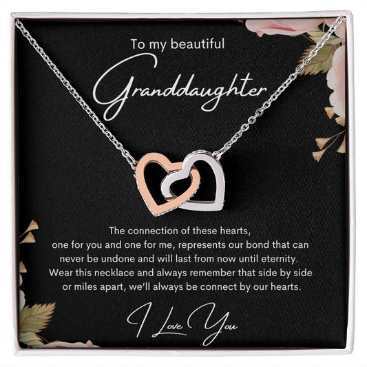TO MY BEAUTIFUL GRANDDAUGHTER INTERLOCKING HEARTS NECKLACE