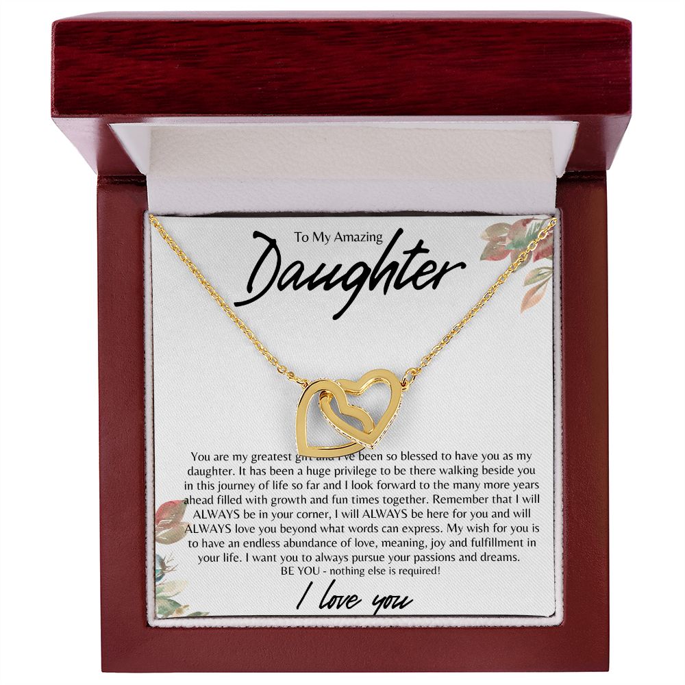 TO MY AMAZING DAUGHTER INTERLOCKING HEARTS NECKLACE
