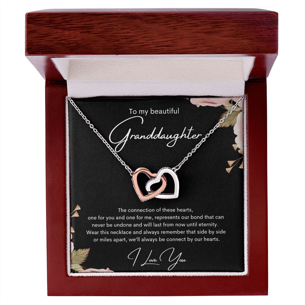 TO MY BEAUTIFUL GRANDDAUGHTER INTERLOCKING HEARTS NECKLACE