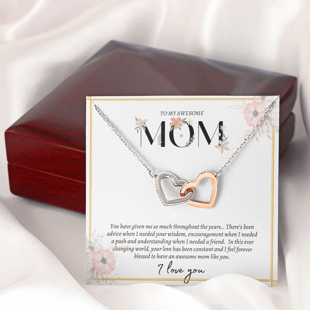 MOM INTERLOCKING HEARTS NECKLACE, MOM GIFT FROM DAUGHTER, MOM GIFT FROM SON, MOTHER'S DAY GIFT