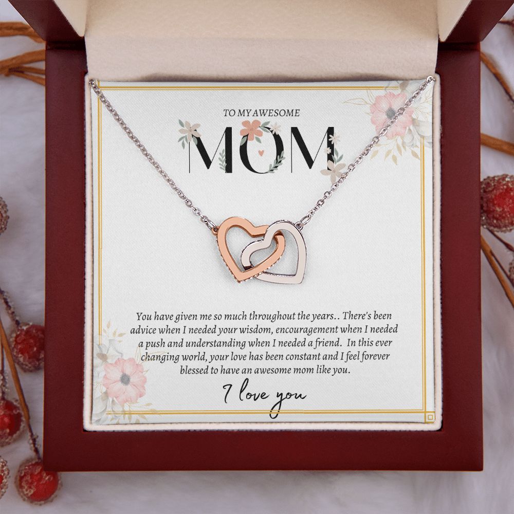 MOM INTERLOCKING HEARTS NECKLACE, MOM GIFT FROM DAUGHTER, MOM GIFT FROM SON, MOTHER'S DAY GIFT