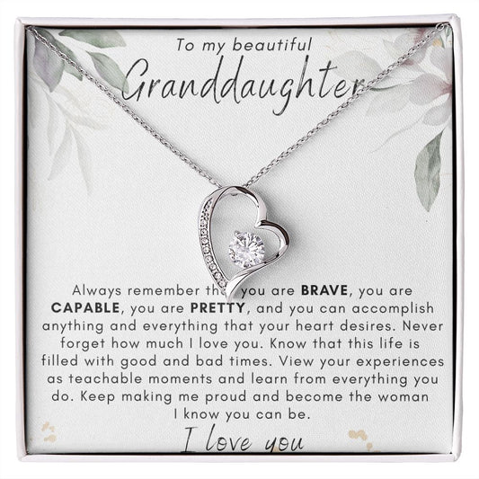 TO MY GRANDDAUGHTER FOREVER LOVE NECKLACE, BIRTHDAY GIFT, CHRISTMAS GIFT, GRADUATION GIFT