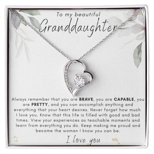 TO MY GRANDDAUGHTER FOREVER LOVE NECKLACE, BIRTHDAY GIFT, CHRISTMAS GIFT, GRADUATION GIFT