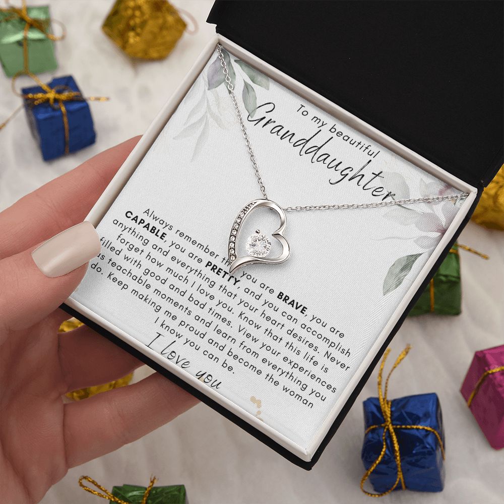 TO MY GRANDDAUGHTER FOREVER LOVE NECKLACE, BIRTHDAY GIFT, CHRISTMAS GIFT, GRADUATION GIFT
